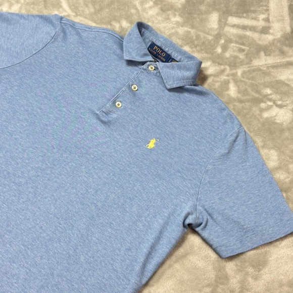 Polo Ralph Lauren Mens Classic Fit Soft Touch Blue Polo Shirt Size S Yellow Pony - Picture 1 of 6